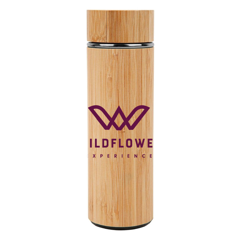 Vacuum-Sealed Bamboo 16 oz Bottle - Logo