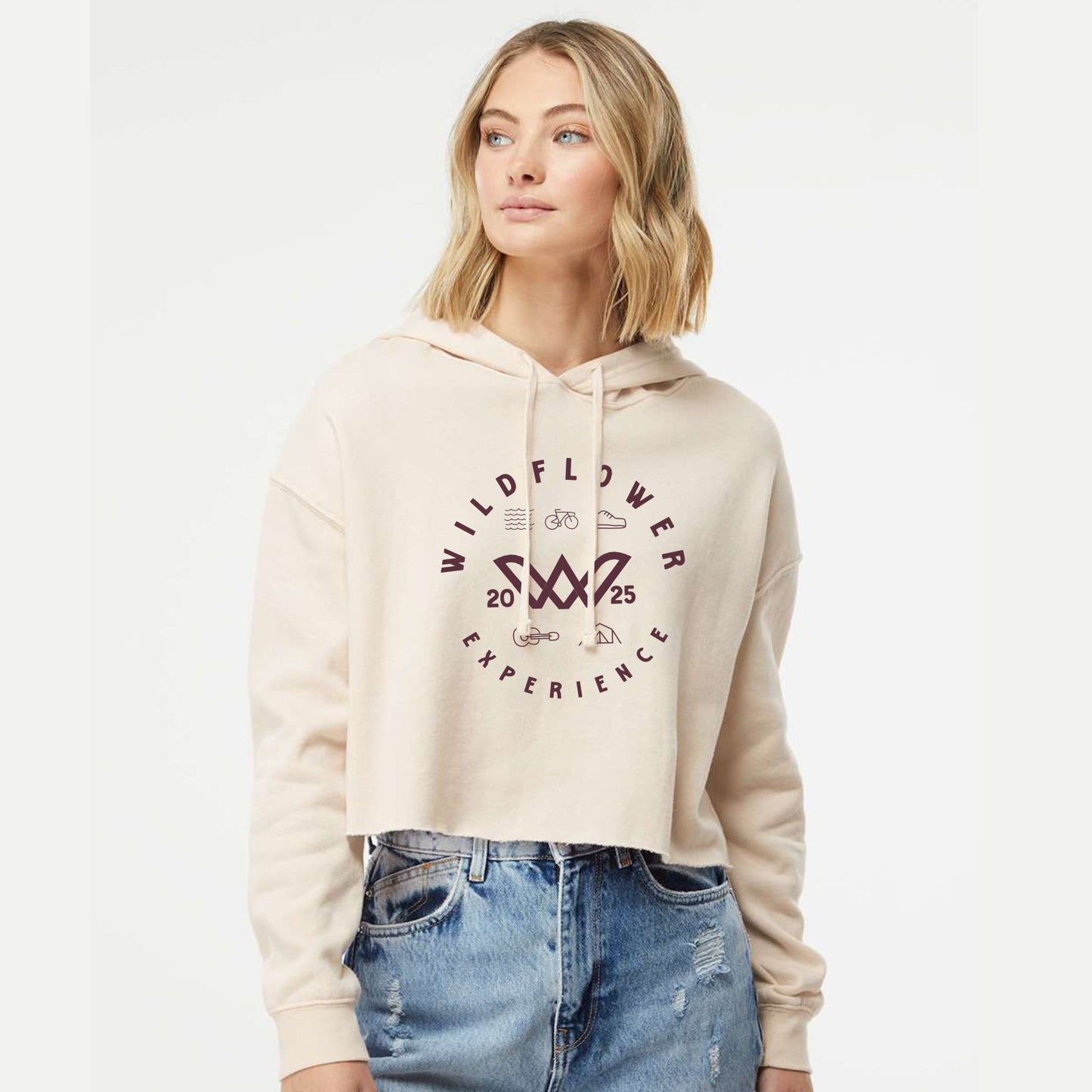 Women's Fleece Crop Hoody -Bone- Logo