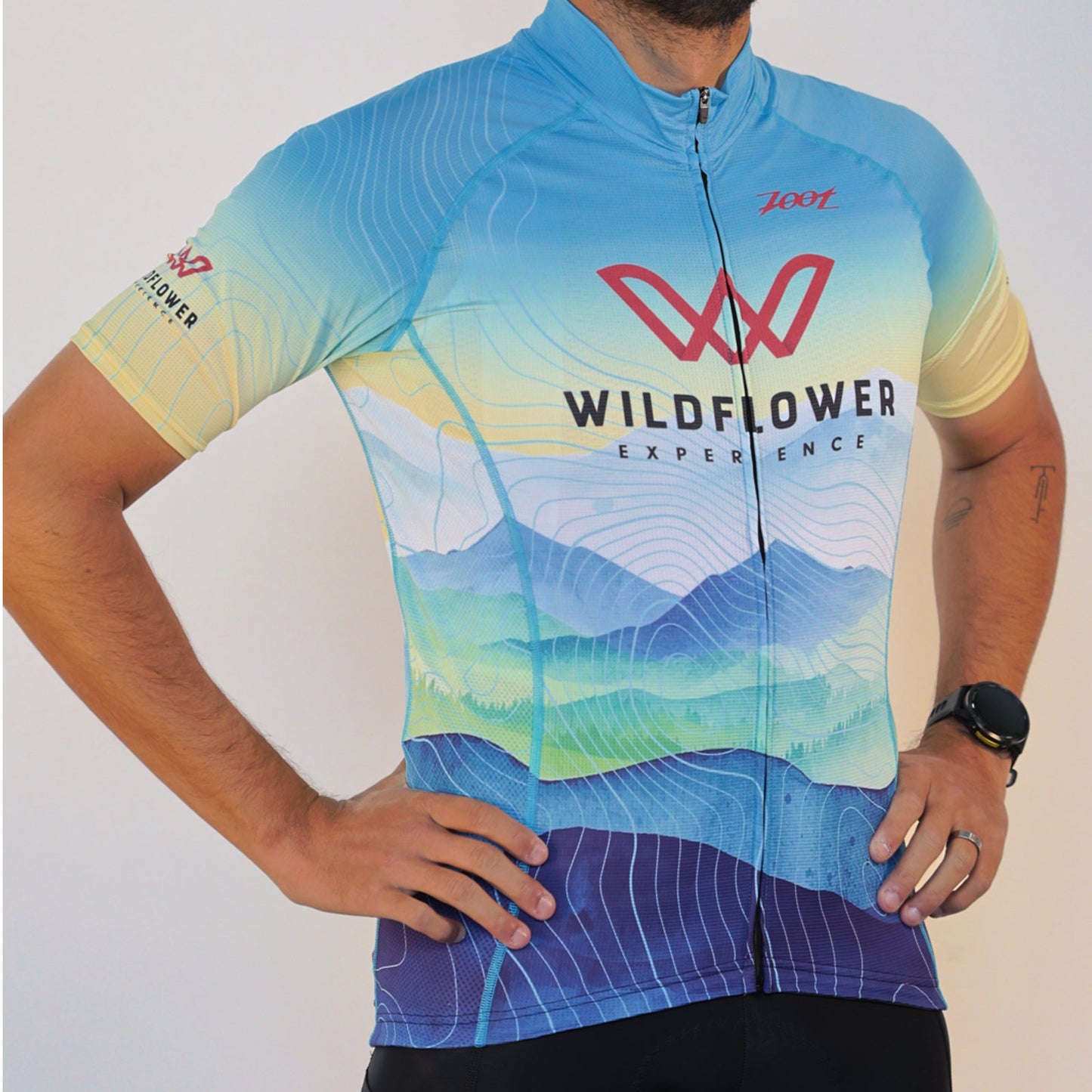 Men's Full Zip Tech Jersey -Light Blue- Hills