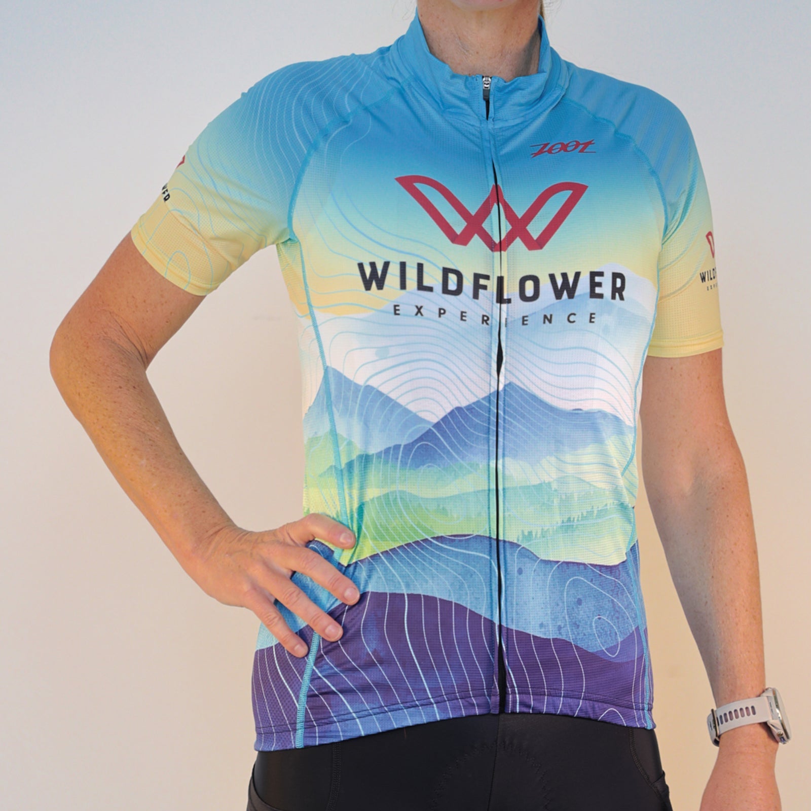 Women's Full Zip Tech Jersey -Light Blue- Hills