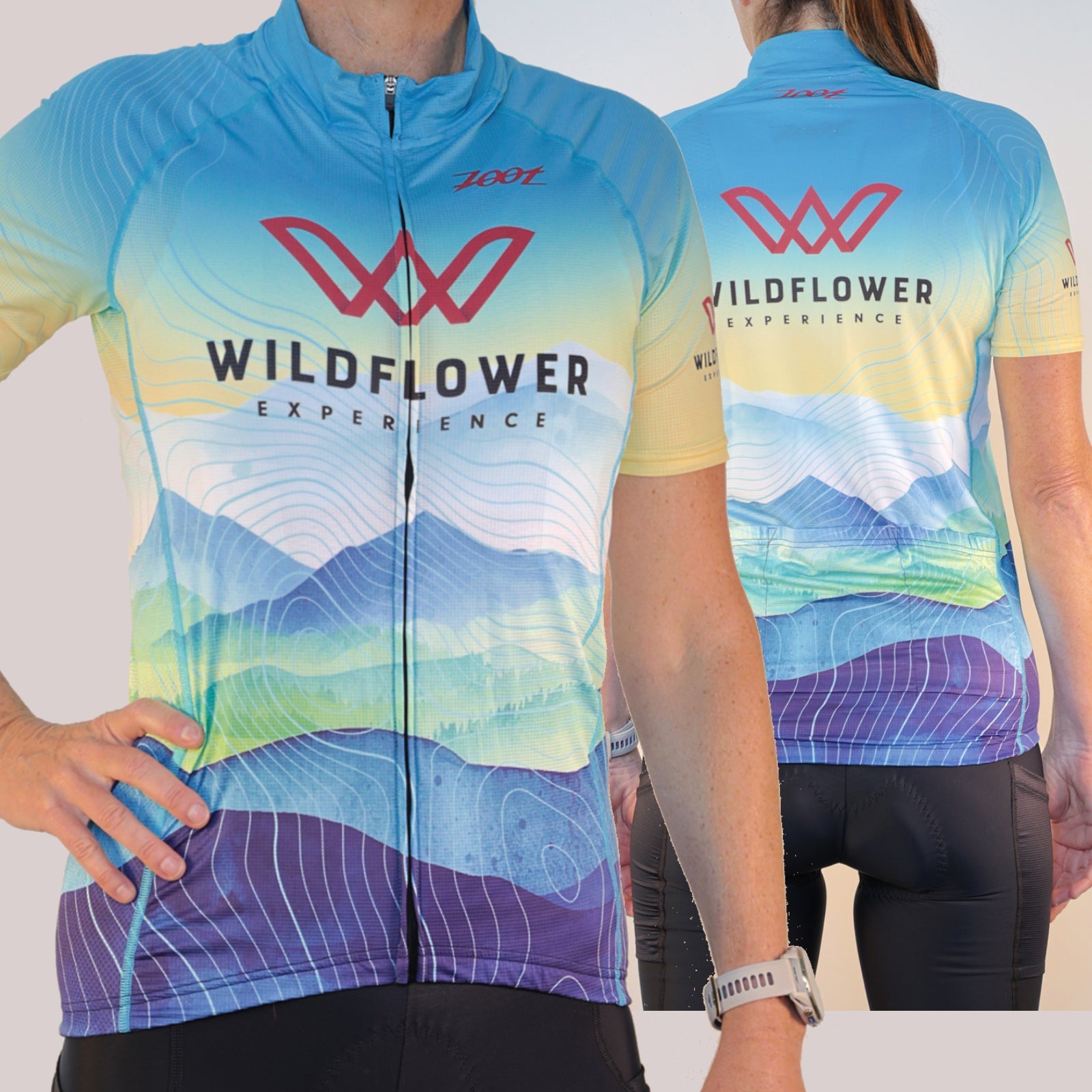 Women's Full Zip Tech Jersey -Light Blue- Hills