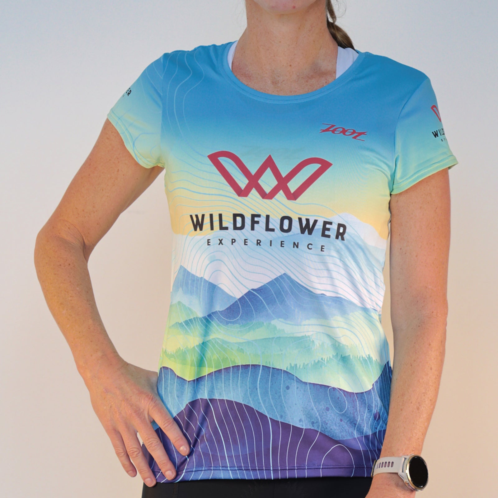 Women's Tech Sublimated Tee -Light Blue- Hills