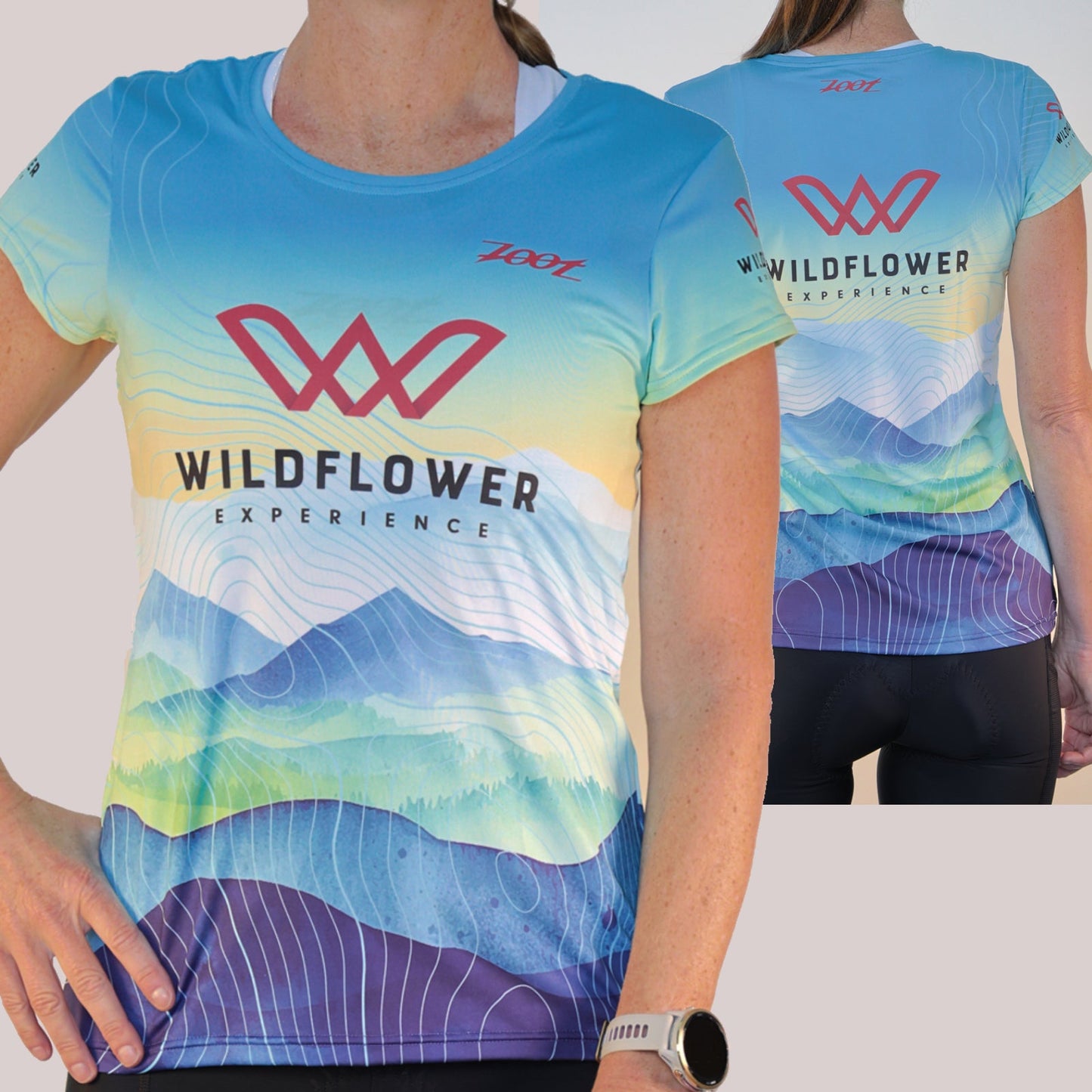 Women's Tech Sublimated Tee -Light Blue- Hills